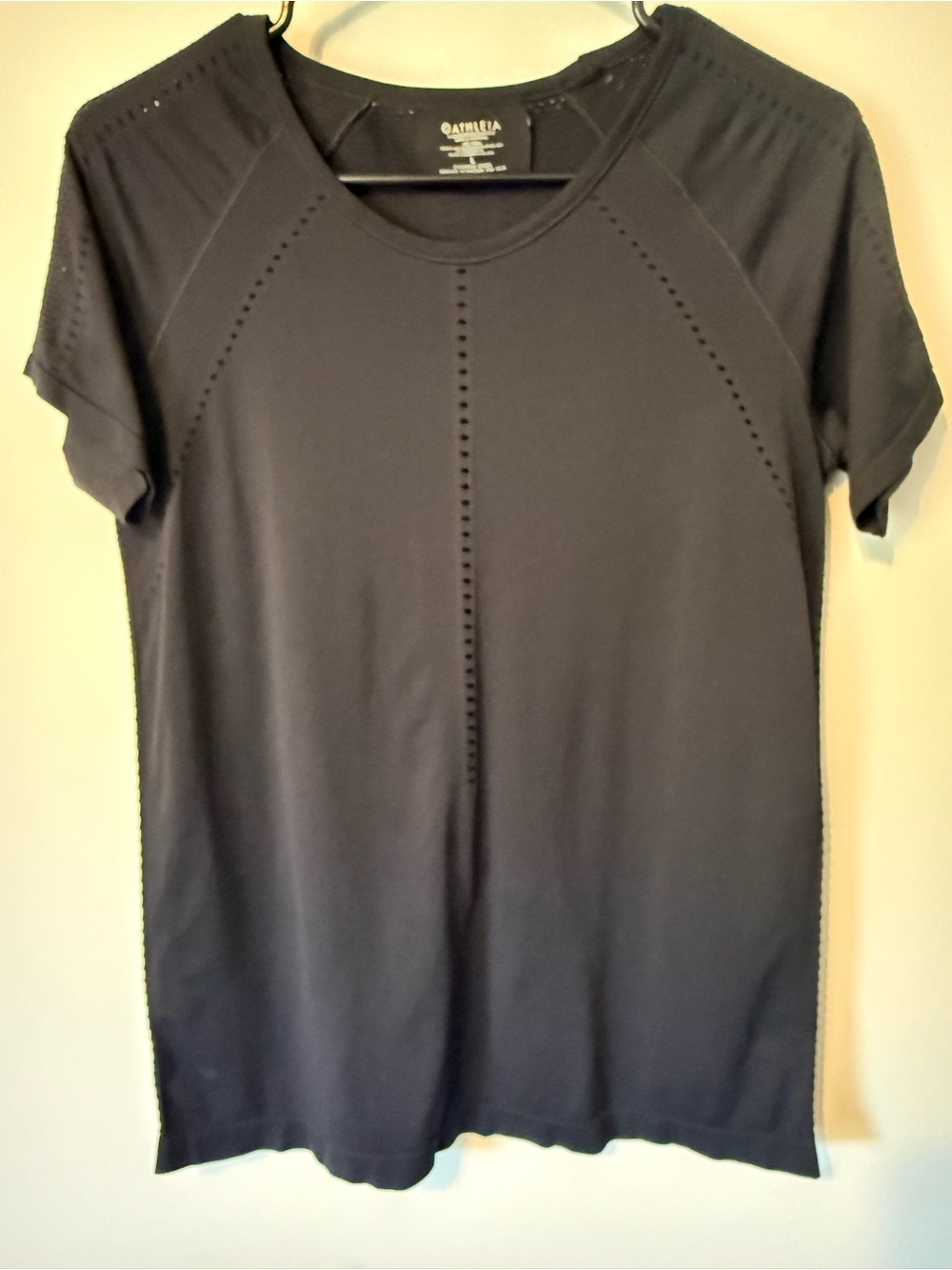 Athleta Black Short Sleeve Eyelet Detail Tee